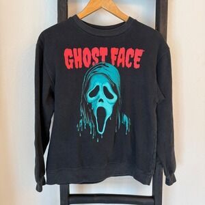 Ghost Face Scream Halloween Icon Graphic Sweatshirt Black XS Cotton‎ Polyester